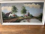 Schilderij Hollands landschap op houten paneel, Antiek en Kunst, Kunst | Schilderijen | Klassiek, Ophalen