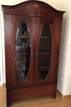 0419 Antieke notenhouten vitrine., Antiek, 100 tot 150 cm, 200 cm of meer, Ophalen of Verzenden