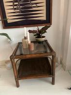 Vintage bamboe tafeltje met glazenplaat, Glas, Ophalen of Verzenden, Zo goed als nieuw
