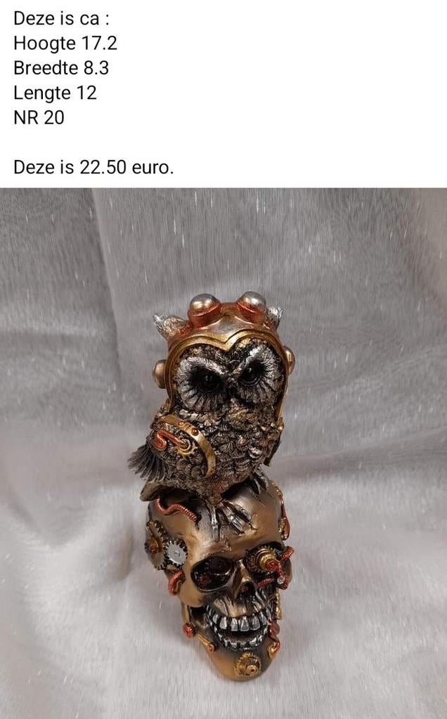 Steampunk skull with uil, Ophalen of Verzenden, Goud, Overige materialen