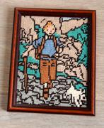 Hergé Kuifje Bobbie naaiwerk ingekaderd Tintin broderie, Verzenden, Kuifje, Zo goed als nieuw, Beeldje of Figuurtje