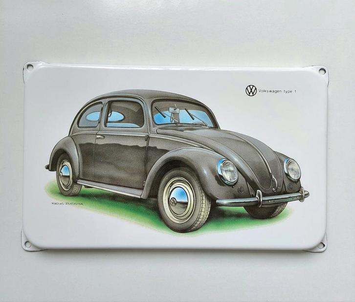 Emaille Bord Reclamebord VW Kever type 1 Volkswagen, Verzamelen, Merken en Reclamevoorwerpen, Gebruikt, Reclamebord, Verzenden