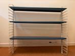 Vintage metalen boekenkast, h96xl100xd20cm, blauwgroen, Huis en Inrichting, Woonaccessoires | Wandplanken en Boekenplanken, Ophalen