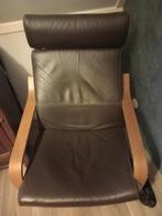 Ikea stoel Poang met leren bekleding, Huis en Inrichting, Stoelen, Ophalen, Zo goed als nieuw, Bruin, Eén