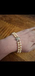 Parels Armband Vintage Look, Sieraden, Tassen en Uiterlijk, Armbanden, Overige materialen, Gebruikt, Beige, Ophalen of Verzenden