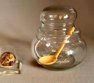 Completa Potje Glas, origineel Lepeltje, Los Deksel, mid-70s beschikbaar voor biedingen