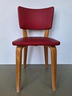 vintage Cor Alons plywood stoel rode bekleding Dutch design, Ophalen, Eén, Rood, Hout