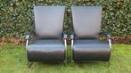 Zwart leren fauteuils. Slede model, zweef fauteuils., Ophalen, Zo goed als nieuw, 50 tot 75 cm, Leer