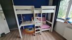 Hoogslaper met Bureau, plankjes en Uitschuifbed, Gebruikt, 90 cm, Eenpersoons, Wit