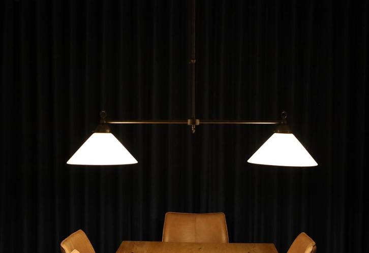 Mooie koperen (fraai patina) hanglamp, Huis en Inrichting, Lampen | Hanglampen, Zo goed als nieuw, 75 cm of meer, Glas, Metaal