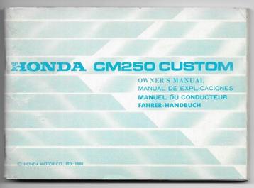 Honda CM250 Custom manual handleiding (3842z) beschikbaar voor biedingen