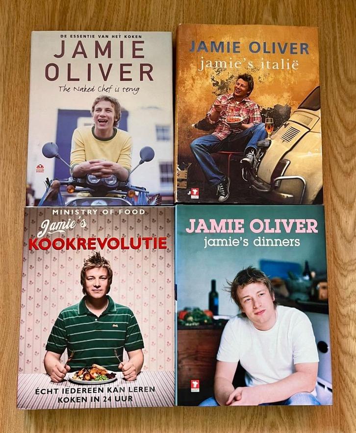 4 top kookboeken van Jamie Oliver / ZGAN, Boeken, Kookboeken, Zo goed als nieuw, Voorgerechten en Soepen, Hoofdgerechten, Tapas, Hapjes en Dim Sum