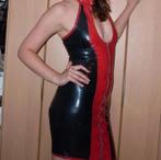 Luxe Leren Zwart Rode Kostuum  maat M, Verzenden, Zo goed als nieuw