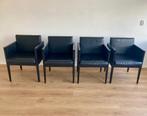 4 Arco Dutch design eetkamerstoelen Arnold Merckx zwart leer, Ophalen, Modern design, N, Zwart