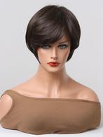Dames Korte Bruine Pruik Met Pony Haar Vrouwen Haren Bruin, Verzenden, Nieuw, Pruik of Haarverlenging