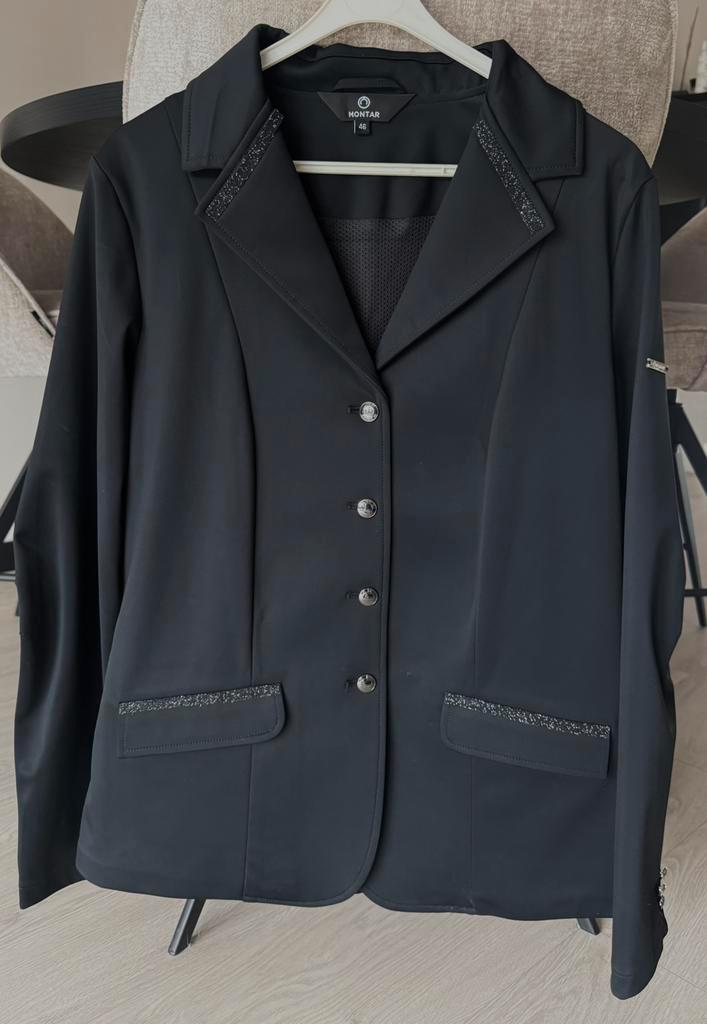 Heel mooi Montar rij-jasje zwart, maat 46, Dieren en Toebehoren, Paardrijkleding, Zo goed als nieuw, Bovenkleding, Dressuur, Ophalen of Verzenden