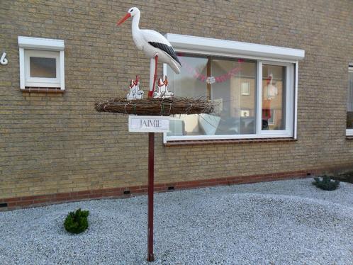 3d ooievaar met kleine ooievaartjes op nest, geen borg., Kinderen en Baby's, Kraamcadeaus en Geboorteborden, Nieuw, Geboortebord