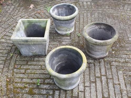 buiten bloem potten rond 32cm, vierkant beton antraciet, Tuin en Terras, Bloempotten, Gebruikt, Beton, Binnen, Minder dan 40 cm