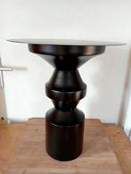 Leitmotiv Zwarte Metalen Bijzettafel Koning, 45 tot 60 cm, Minder dan 55 cm, Metaal of Aluminium, Rond