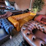 Grote Chesterfield bank 3,5 zits cognac klr, Huis en Inrichting, Ophalen, Gebruikt, Chesterfield, Driepersoons