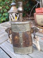 Oriëntaalse Kruitfles van Hoorn en Metaal, Antiek en Kunst, Ophalen of Verzenden