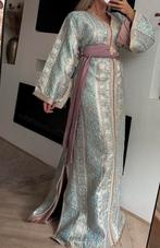 Marokkaanse jurk kaftan brokaat nieuw, Maat 38/40 (M), Overige typen, Blauw, Ophalen of Verzenden
