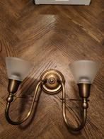 Mooie bronzen lamp voor wand of plafond, Ophalen of Verzenden, Gebruikt, Glas, Klassiek