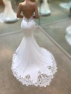 Trouwjurk kanten sleep maat 38, Ophalen of Verzenden, Zo goed als nieuw, Wit, Trouwjurk