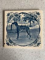 Vintage Delfts Blauw Tegel 15x15 cm. met Windhond, Ophalen of Verzenden