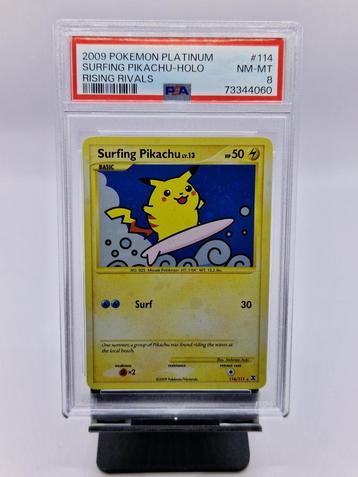 Surfing Pikachu #114 Rising Rivals PSA 8 beschikbaar voor biedingen