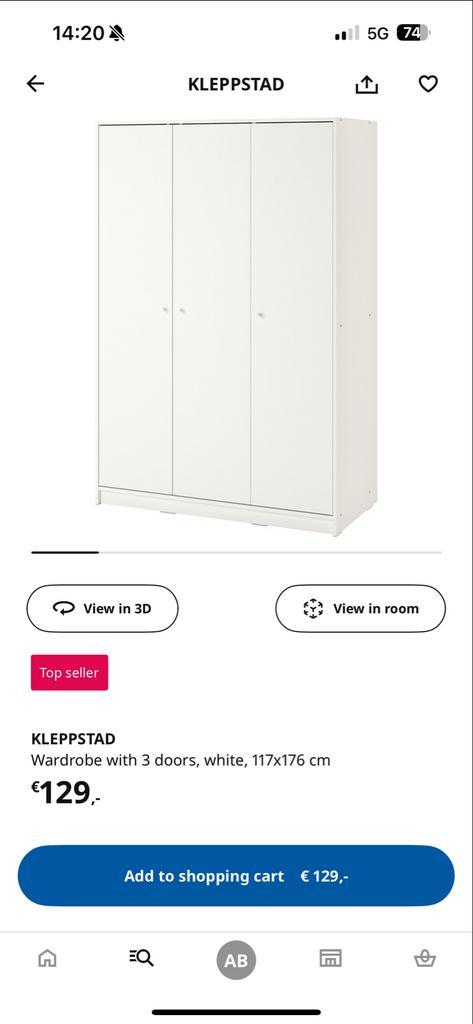 2 Kledingkasten, IKEA kleppstad, Huis en Inrichting, Kasten | Kledingkasten, Gebruikt, 150 tot 200 cm, 100 tot 150 cm, 50 tot 75 cm