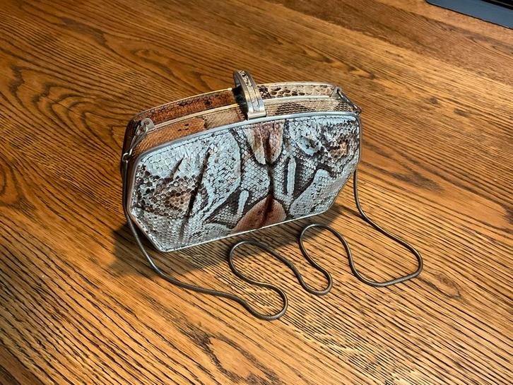 Vintage tasje / clutch slangenleer Guanteria Costa del Sol, Sieraden, Tassen en Uiterlijk, Tassen | Damestassen, Gebruikt, Avondtasje
