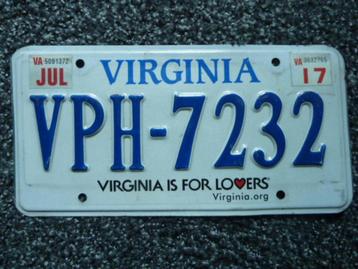 Kentekenplaat licenseplate Virginia is for lovers 1 USA beschikbaar voor biedingen