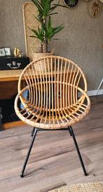 Vintage rotan kuipstoel- met puur Rotan label., Huis en Inrichting, Stoelen, Ophalen, Gebruikt, Bruin, Boho