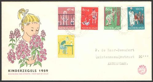 Nederland FDC E41 Met Adres, Kinderpostzegels 1959, Postzegels en Munten, Postzegels | Eerstedagenveloppen, Beschreven, Nederland