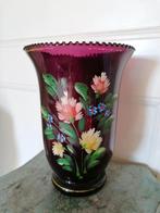 Prachtige antieke vaas beschilderd met bloemen, Ophalen of Verzenden