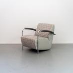 1x Leolux Scylla Fauteuil Laag Beige / Grijs - Rondjesmotief, Niet ingevuld, Leer, Niet ingevuld, 75 tot 100 cm