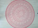 Rond vloerkleed 120 cm kleur roze/wit, Ophalen, Wit, Rond, Zo goed als nieuw