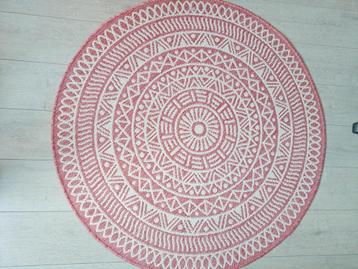 Rond vloerkleed 120 cm kleur roze/wit beschikbaar voor biedingen