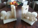 2 wit marmeren boeken steunen india olifanten, Huis en Inrichting, Woonaccessoires | Wandplanken en Boekenplanken, Ophalen of Verzenden