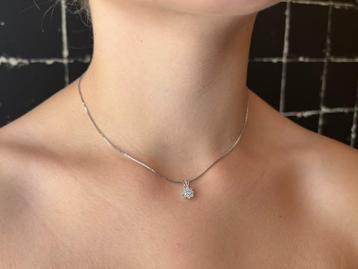 Diamanten rozet hanger 14k goud dames ketting venetiaans beschikbaar voor biedingen