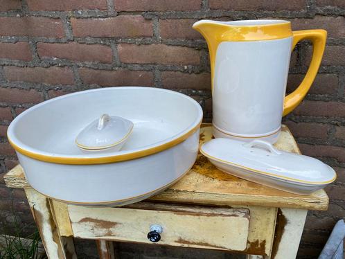 Romantisch, beperkte oplage, 60 jr oud, 4 delig lampetstel, Antiek en Kunst, Antiek | Keramiek en Aardewerk, Ophalen