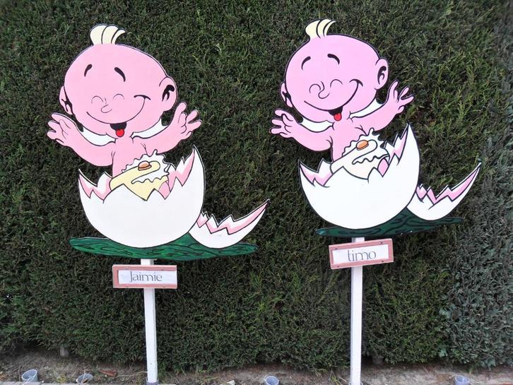 Tweeling geboorteborden baby uit ei, zie keuze., Kinderen en Baby's, Kraamcadeaus en Geboorteborden, Zo goed als nieuw, Ophalen