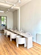 5 Sklum Stoelen - suede beige, Huis en Inrichting, Gebruikt, Overige kleuren, Ophalen of Verzenden, Stof