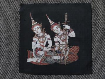 mooie stofdruk, Thailand, vrouwen maken muziek, batik beschikbaar voor biedingen