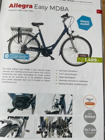 Stella elektrische fiets. Middenmotor. 1 week gebruikt.  beschikbaar voor biedingen