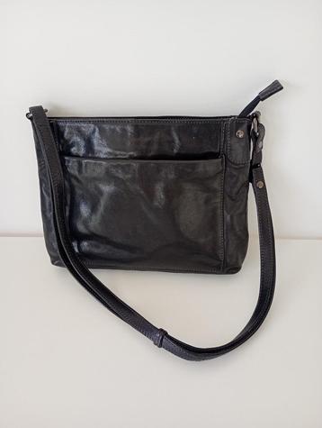 leren schoudertas, zwart beschikbaar voor biedingen