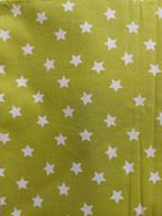 groene katoen met witte sterren, Hobby en Vrije tijd, Stoffen en Lappen, 120 cm of meer, Nieuw, Ophalen of Verzenden, Katoen