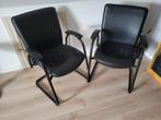 2 Interstuhl zwart leren stoelen, Huis en Inrichting, Stoelen, Ophalen, Gebruikt, Twee, Zwart