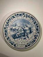 Winter - Delfts Blauw Wandbord - Winter Voorstelling, Antiek en Kunst, Antiek | Wandborden en Tegels, Ophalen of Verzenden